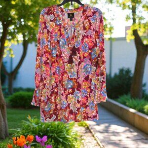 JM Collection (Medium) Pink Floral Tunic Top - NWT